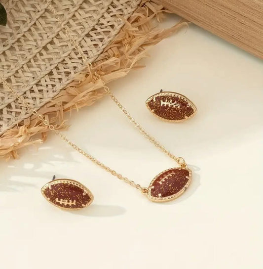 Football Necklace/Earring Set - #10239