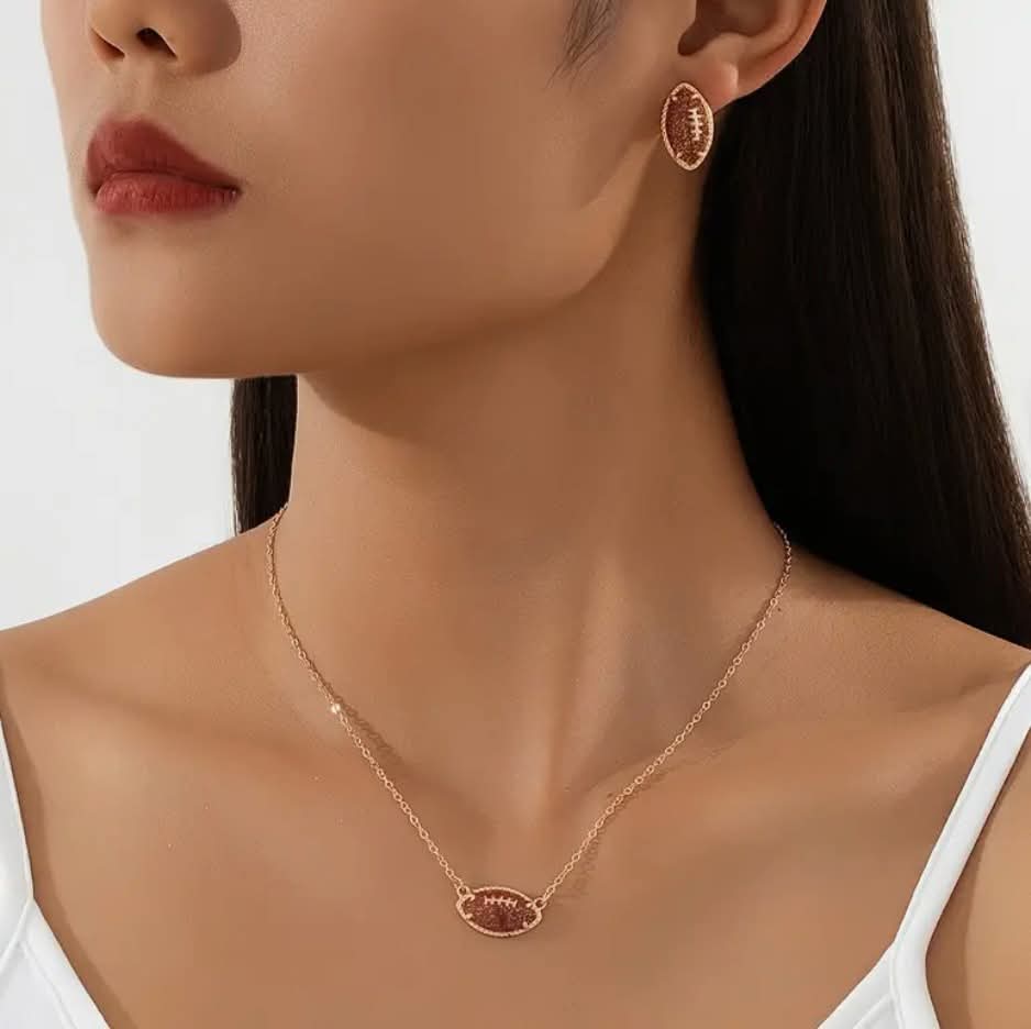 Football Necklace/Earring Set - #10239