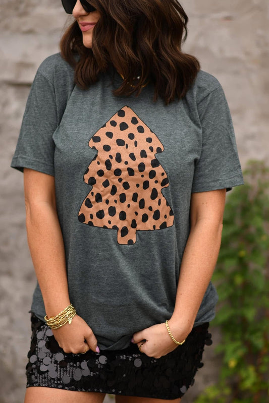 Hunter Green Tee w/Leopard Tree - #10318-10323