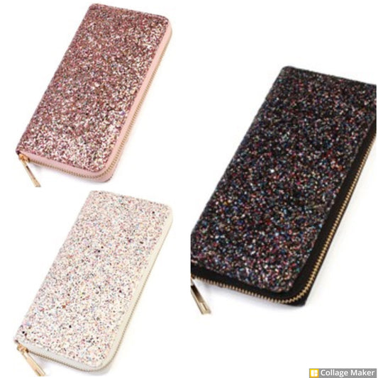 Glitter Zip Wallets (Black-Pink-White) - #4691-4693