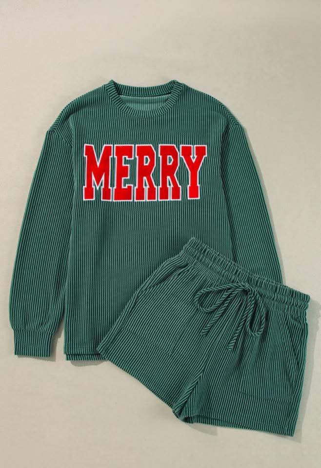 Green Merry Christmas 2 Pc Lounge/PJ Set - #10517-10521
