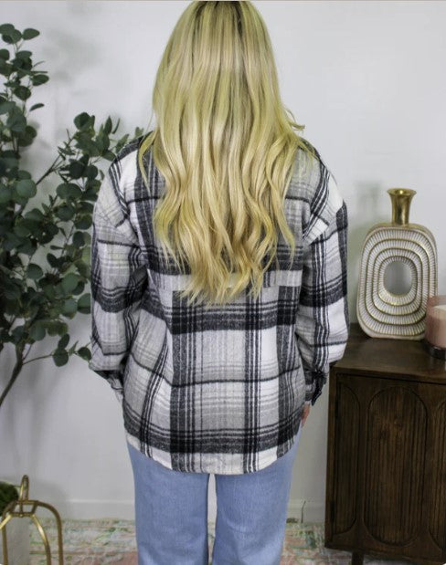 Grey Plaid Shacket - #7875-7878