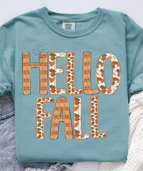 Hello Fall Tal Blue Tee - #7615-7619