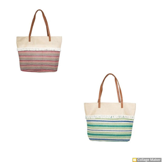 Knit Tote Bags (Brown/Pink or Blue/Green) - #4699-4700