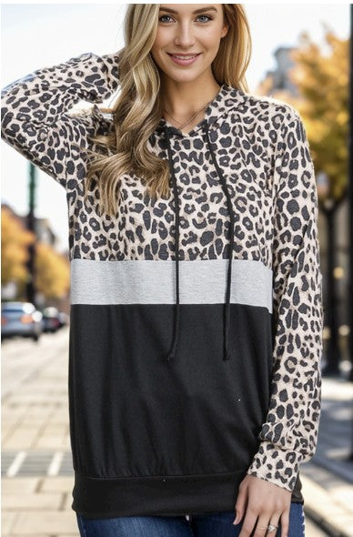Leopard-Grey-Black Hoodie - #10086-10088
