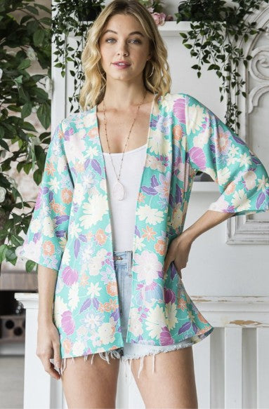 Blue Floral Cardi/Cover-Up - #9530-9535