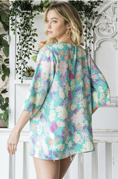Blue Floral Cardi/Cover-Up - #9530-9535
