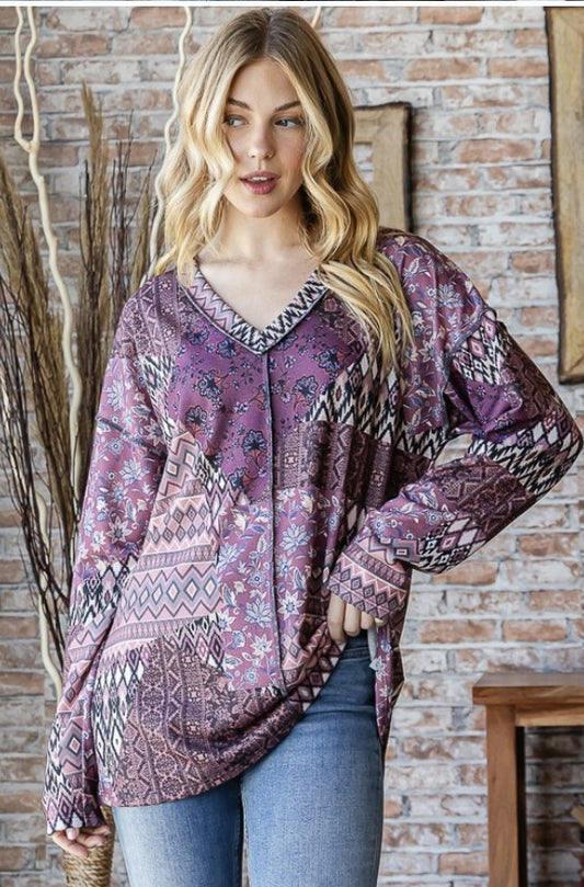 Paisley Dolman Long Sleeve Top - #9886-9891