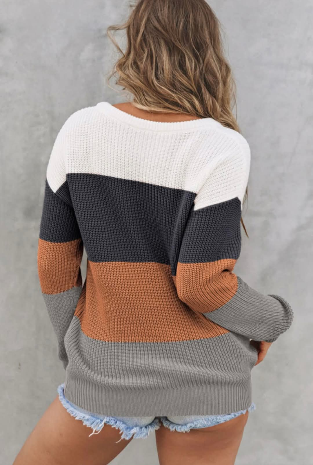 Earthtone Striped Sweater Top - #8748-8751