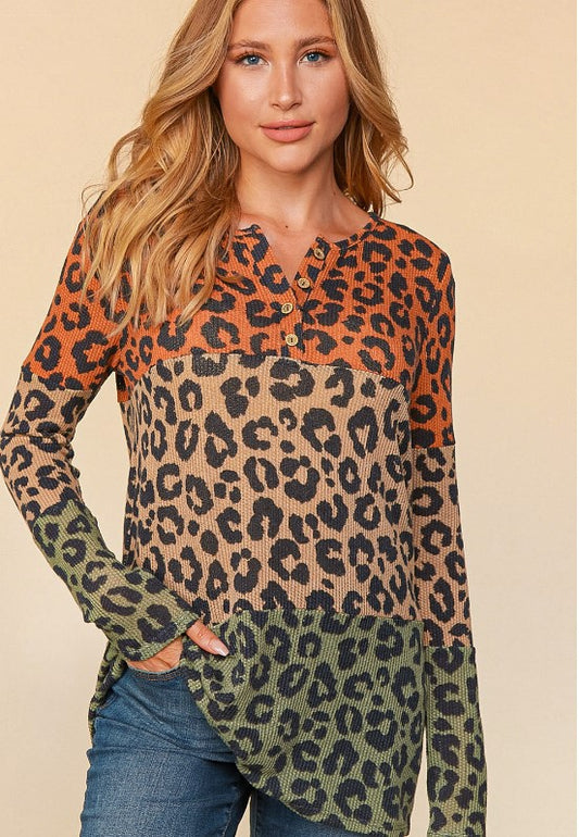Multicolor Leopard Print Long Sleeve Top - #5190-5195