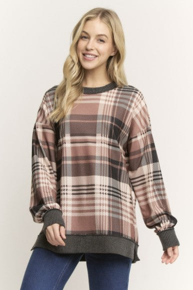 Grey/Brown Multi Plaid Top - #10574-10579