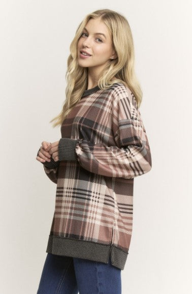 Grey/Brown Multi Plaid Top - #10574-10579