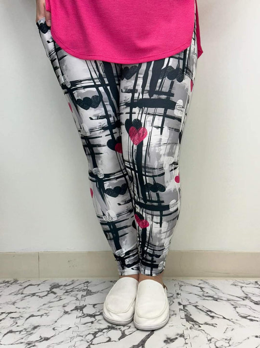 Pink Heart Leggings w/Pockets - #6300-6302
