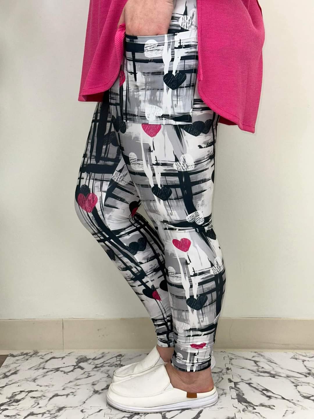 Pink Heart Leggings w/Pockets - #6300-6302