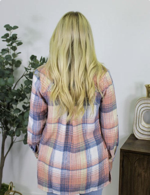 Pink Plaid Flannel Top w/Side Pockets - #7871-7874