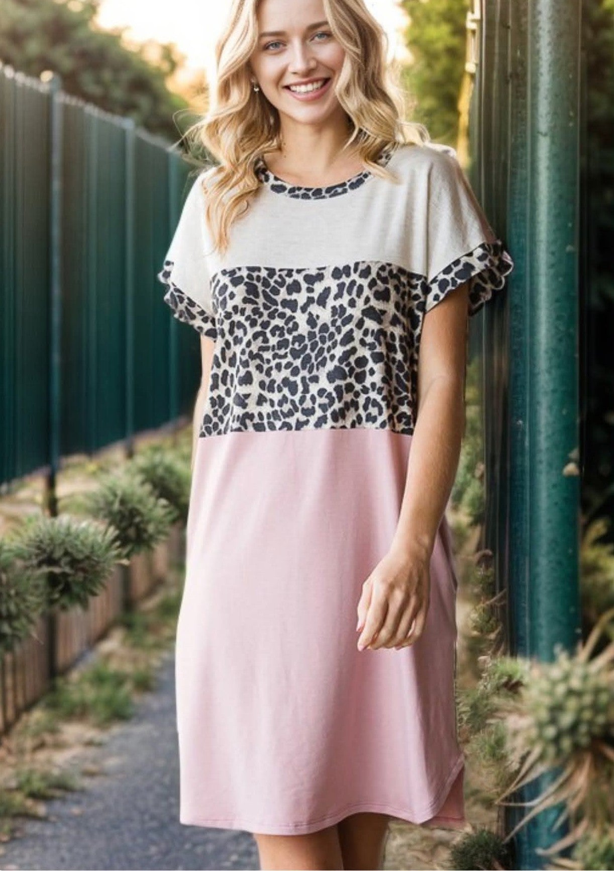 Dusty Pink & Leopard Dress - #11139-11144