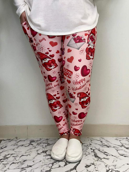 Red Gnome Valentine Leggings w/Pockets - #6306-6308