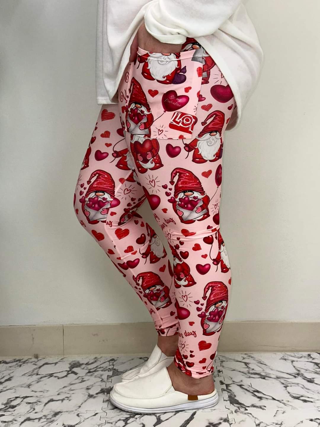 Red Gnome Valentine Leggings w/Pockets - #6306-6308