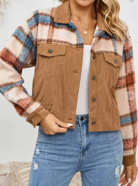 Plaid & Corduroy Shacket - #8042-8045