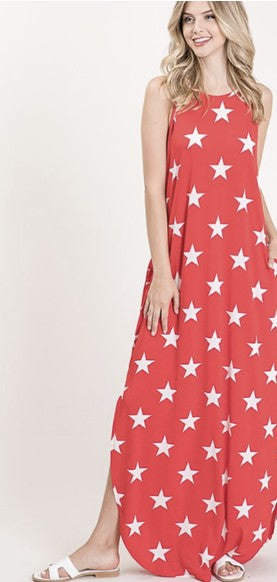 Red Tank Dress w/White Stars - #9671-9676