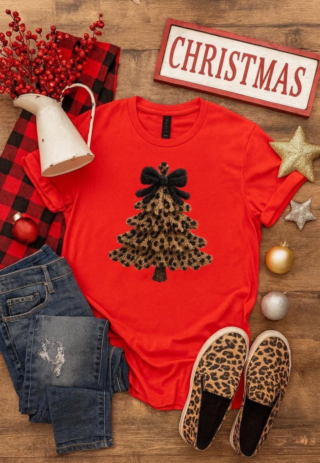 Red Tee with Cheetah Tree - #10722-10726