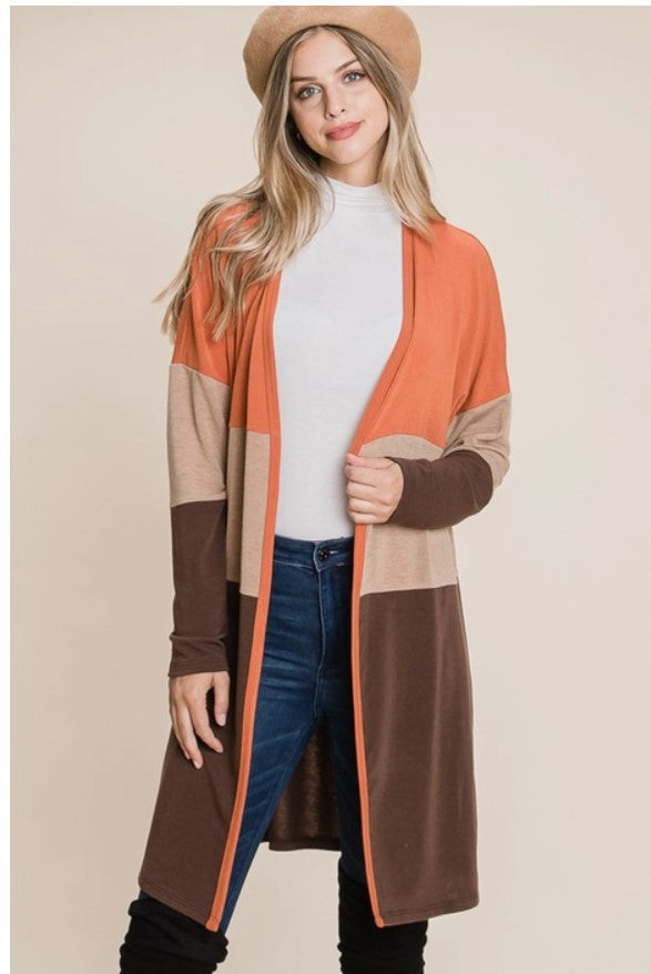 Rust/Brown Colorblock Cardigan - #5465-5470