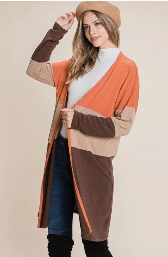 Rust/Brown Colorblock Cardigan - #5465-5470