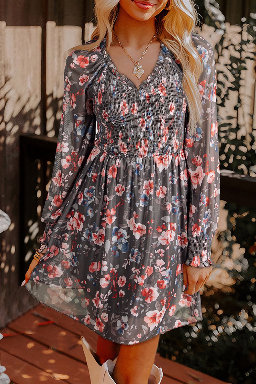 Smocked Floral Dress - #10417-10420