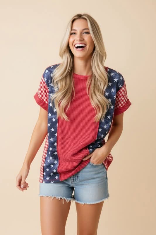 Stars & Checkered Red Top - #11133-1138