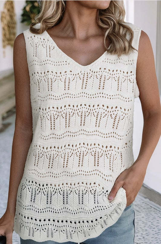 White Textured Sweater Tank - #9336-9340