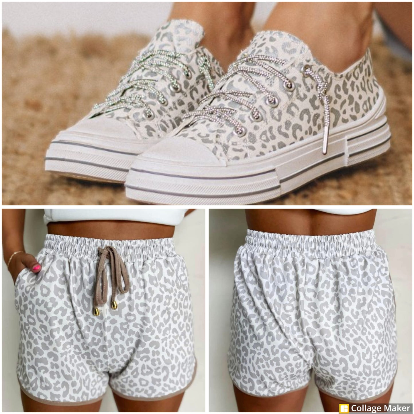 White Animal Print Shorts - #9244-9247