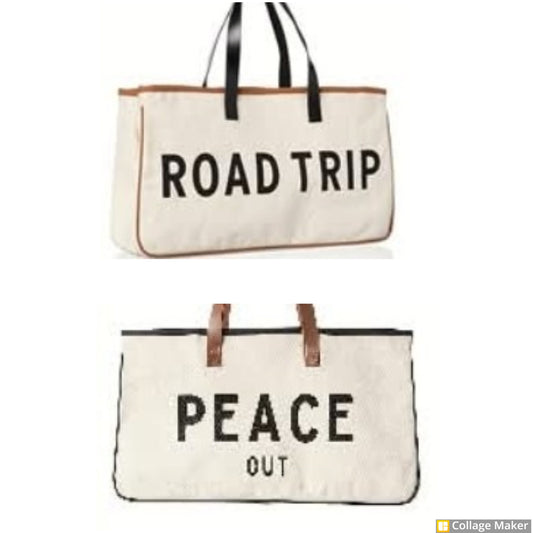 Road Trip & Peace Out Canvas Totes - #10937-10938