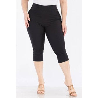 Plus Size Capri Pants (Black-Fuchsia-Red-White) - #4097-4108