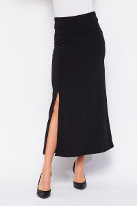 PLUS SOLID BLACK SKIRT WITH SIDE SLIT #217-219